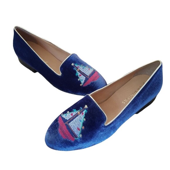 New NWOT Jack Rogers Velvet Slip On Loafers Nautical Sailboat Size 7 1/2 - Picture 1 of 10